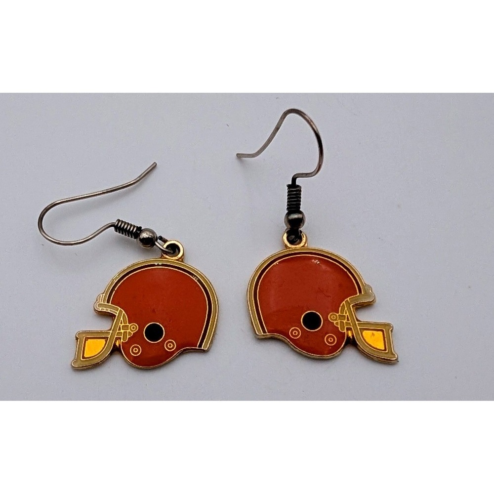 Cleveland Browns NFL Helmet Earrings Vintage Peter David Inc Enamel Dangle Brown